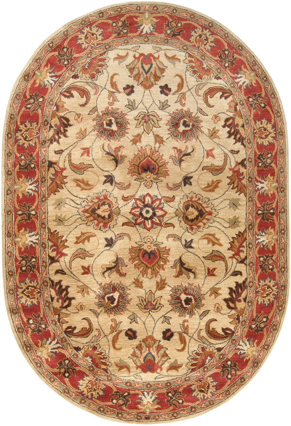 Caesar CAE-1001 Traditional Wool Rug CAE1001-69OV Camel, Burnt Orange, Dark Brown, Clay, Olive, Charcoal 100% Wool 6' x 9' Oval