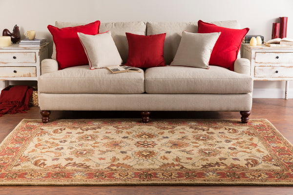 Caesar CAE-1001 Traditional Wool Rug CAE1001-99SQ Camel, Burnt Orange, Dark Brown, Clay, Olive, Charcoal 100% Wool 9'9" Square