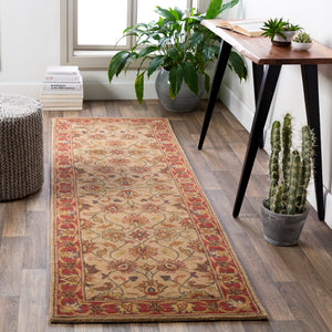Caesar CAE-1001 Traditional Wool Rug CAE1001-312 Camel, Burnt Orange, Dark Brown, Clay, Olive, Charcoal 100% Wool 3' x 12'