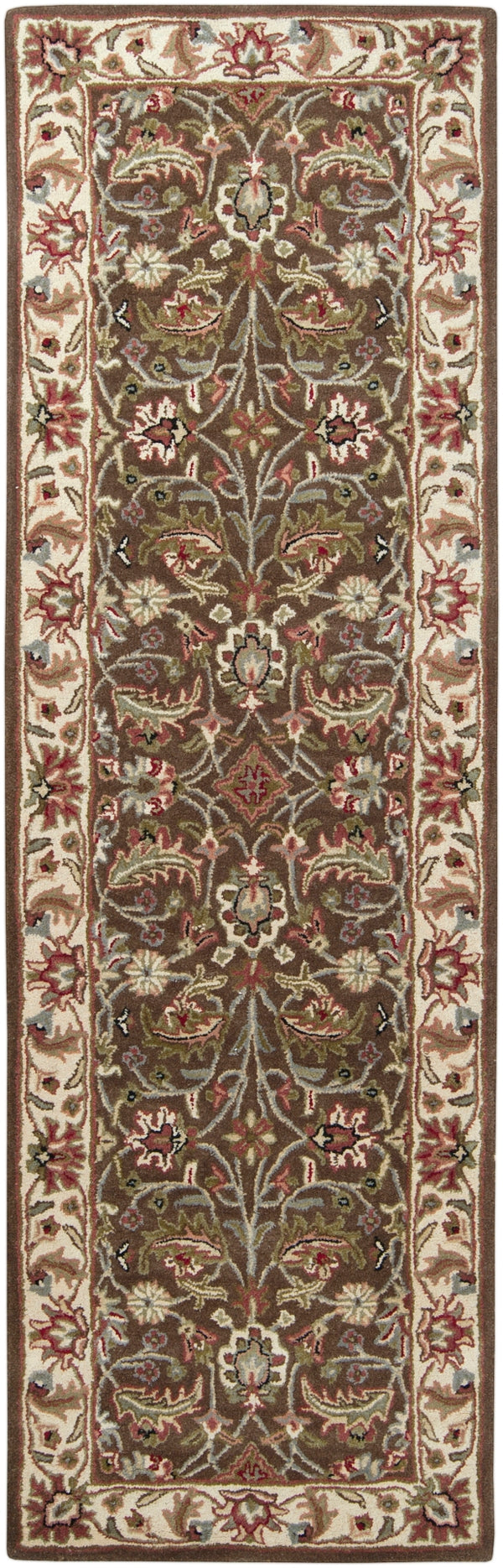 Caesar CAE-1003 Traditional Wool Rug CAE1003-312 Dark Brown, Sage, Bright Red, Blush, Mauve, Black, Garnet, Medium Gray, Olive 100% Wool 3' x 12'