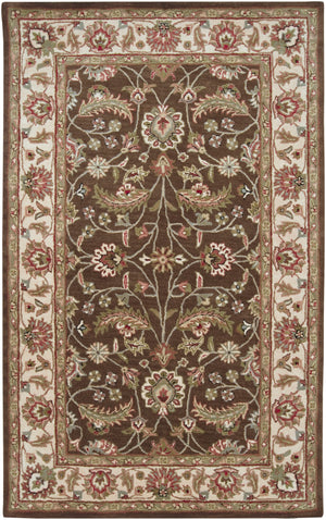 Caesar CAE-1003 Traditional Wool Rug CAE1003-58 Dark Brown, Sage, Bright Red, Blush, Mauve, Black, Garnet, Medium Gray, Olive 100% Wool 5' x 8'