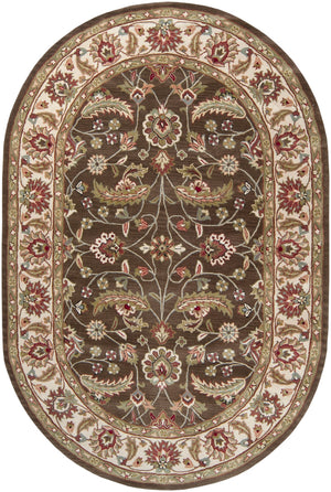 Caesar CAE-1003 Traditional Wool Rug CAE1003-69OV Dark Brown, Sage, Bright Red, Blush, Mauve, Black, Garnet, Medium Gray, Olive 100% Wool 6' x 9' Oval