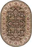 Caesar CAE-1003 Traditional Wool Rug CAE1003-69OV Dark Brown, Sage, Bright Red, Blush, Mauve, Black, Garnet, Medium Gray, Olive 100% Wool 6' x 9' Oval