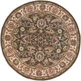 Caesar CAE-1003 Traditional Wool Rug CAE1003-99RD Dark Brown, Sage, Bright Red, Blush, Mauve, Black, Garnet, Medium Gray, Olive 100% Wool 9'9" Round