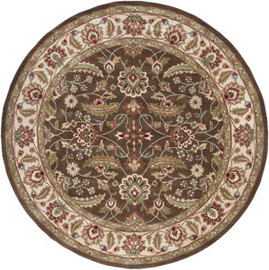 Caesar CAE-1003 Traditional Wool Rug CAE1003-8RD Dark Brown, Sage, Bright Red, Blush, Mauve, Black, Garnet, Medium Gray, Olive 100% Wool 8' Round