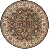 Caesar CAE-1003 Traditional Wool Rug CAE1003-8RD Dark Brown, Sage, Bright Red, Blush, Mauve, Black, Garnet, Medium Gray, Olive 100% Wool 8' Round