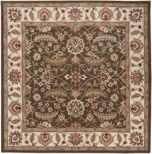 Caesar CAE-1003 Traditional Wool Rug CAE1003-99SQ Dark Brown, Sage, Bright Red, Blush, Mauve, Black, Garnet, Medium Gray, Olive 100% Wool 9'9" Square