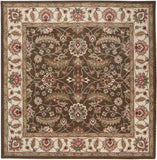 Caesar CAE-1003 Traditional Wool Rug CAE1003-99SQ Dark Brown, Sage, Bright Red, Blush, Mauve, Black, Garnet, Medium Gray, Olive 100% Wool 9'9" Square