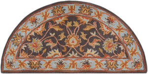 Caesar CAE-1004 Traditional Wool Rug CAE1004-24HM Charcoal, Camel, Pale Blue, Medium Gray, Khaki, Cream, Peach 100% Wool 2' x 4' Hearth