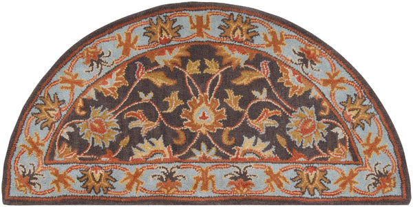 Caesar CAE-1004 Traditional Wool Rug CAE1004-24HM Charcoal, Camel, Pale Blue, Medium Gray, Khaki, Cream, Peach 100% Wool 2' x 4' Hearth