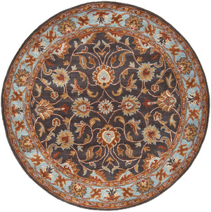 Caesar CAE-1004 Traditional Wool Rug CAE1004-99RD Charcoal, Camel, Pale Blue, Medium Gray, Khaki, Cream, Peach 100% Wool 9'9" Round