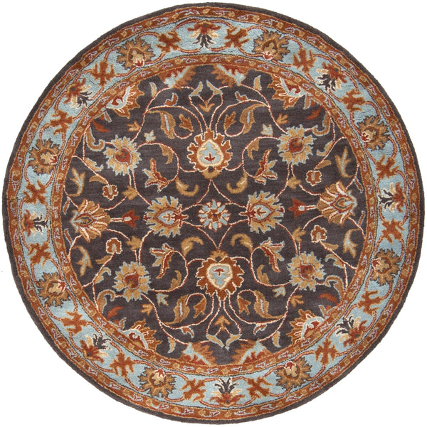 Caesar CAE-1004 Traditional Wool Rug CAE1004-99RD Charcoal, Camel, Pale Blue, Medium Gray, Khaki, Cream, Peach 100% Wool 9'9" Round