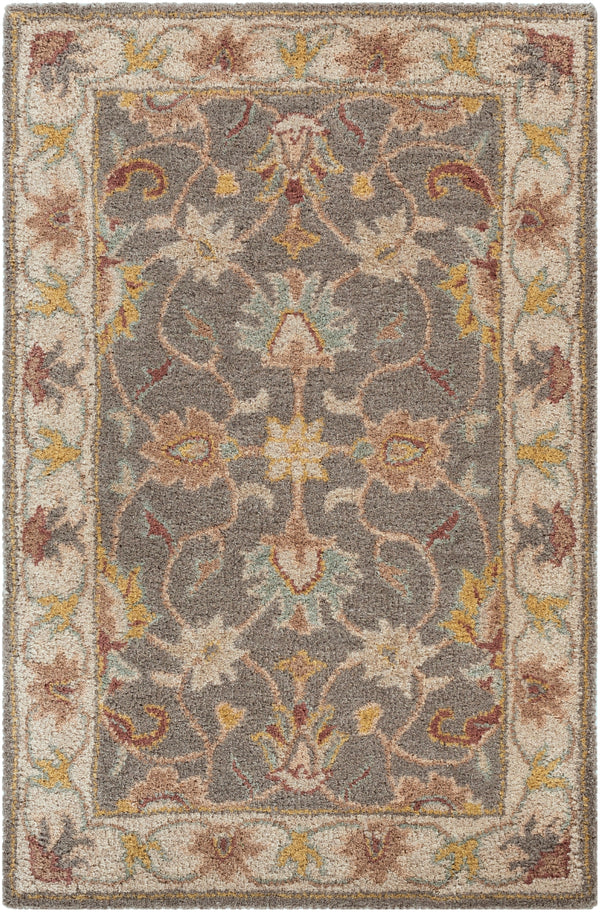 Caesar CAE-1005 Traditional Wool Rug CAE1005-912 Charcoal, Khaki, Bright Yellow, Light Gray, Taupe, Camel, Dark Brown, Medium Gray 100% Wool 9' x 12'