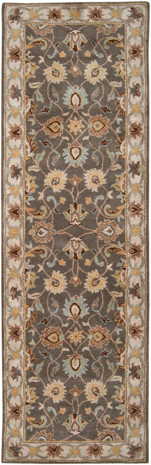 Caesar CAE-1005 Traditional Wool Rug CAE1005-312 Charcoal, Khaki, Bright Yellow, Light Gray, Taupe, Camel, Dark Brown, Medium Gray 100% Wool 3' x 12'