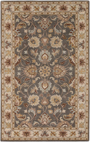 Caesar CAE-1005 Traditional Wool Rug CAE1005-58 Charcoal, Khaki, Bright Yellow, Light Gray, Taupe, Camel, Dark Brown, Medium Gray 100% Wool 5' x 8'