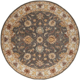 Caesar CAE-1005 Traditional Wool Rug CAE1005-99RD Charcoal, Khaki, Bright Yellow, Light Gray, Taupe, Camel, Dark Brown, Medium Gray 100% Wool 9'9" Round