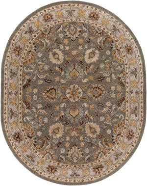Caesar CAE-1005 Traditional Wool Rug CAE1005-810OV Charcoal, Khaki, Bright Yellow, Light Gray, Taupe, Camel, Dark Brown, Medium Gray 100% Wool 8' x 10' Oval
