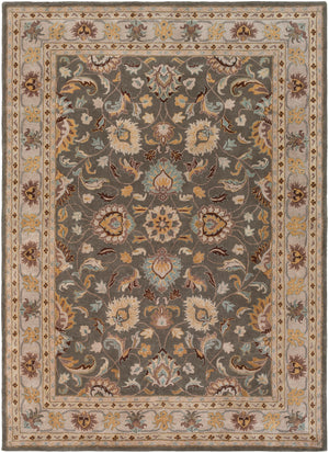 Caesar CAE-1005 Traditional Wool Rug CAE1005-811 Charcoal, Khaki, Bright Yellow, Light Gray, Taupe, Camel, Dark Brown, Medium Gray 100% Wool 8' x 11'