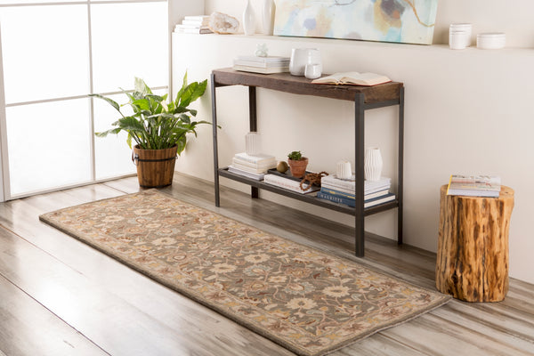 Caesar CAE-1005 Traditional Wool Rug CAE1005-99SQ Charcoal, Khaki, Bright Yellow, Light Gray, Taupe, Camel, Dark Brown, Medium Gray 100% Wool 9'9" Square