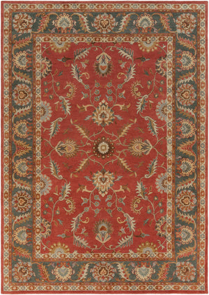 Caesar CAE-1007 Traditional Wool Rug CAE1007-912 Rust, Charcoal, Mustard, Taupe, Dark Brown, Burnt Orange 100% Wool 9' x 12'