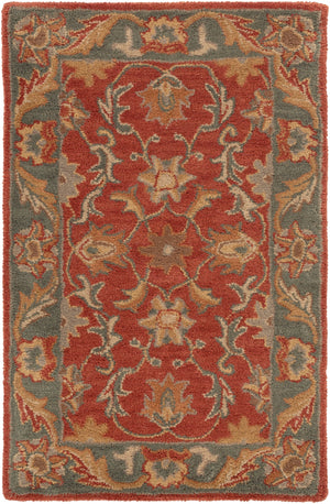 Caesar CAE-1007 Traditional Wool Rug CAE1007-23 Rust, Charcoal, Mustard, Taupe, Dark Brown, Burnt Orange 100% Wool 2' x 3'