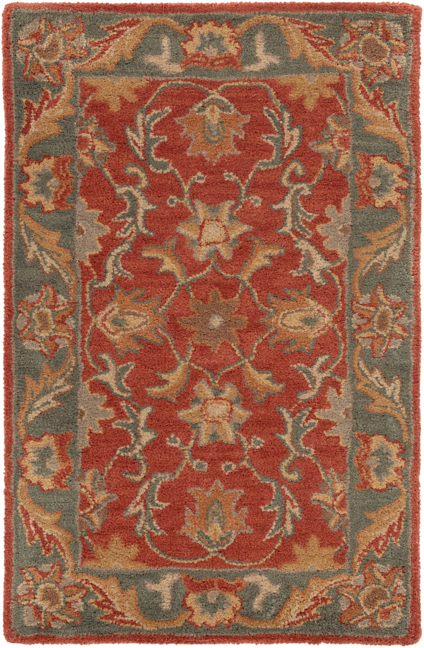 Caesar CAE-1007 Traditional Wool Rug CAE1007-23 Rust, Charcoal, Mustard, Taupe, Dark Brown, Burnt Orange 100% Wool 2' x 3'