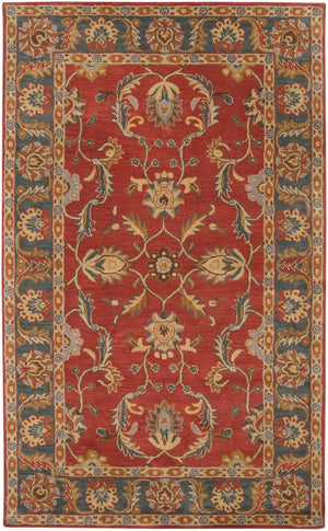 Caesar CAE-1007 Traditional Wool Rug CAE1007-58 Rust, Charcoal, Mustard, Taupe, Dark Brown, Burnt Orange 100% Wool 5' x 8'