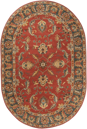 Caesar CAE-1007 Traditional Wool Rug CAE1007-69OV Rust, Charcoal, Mustard, Taupe, Dark Brown, Burnt Orange 100% Wool 6' x 9' Oval
