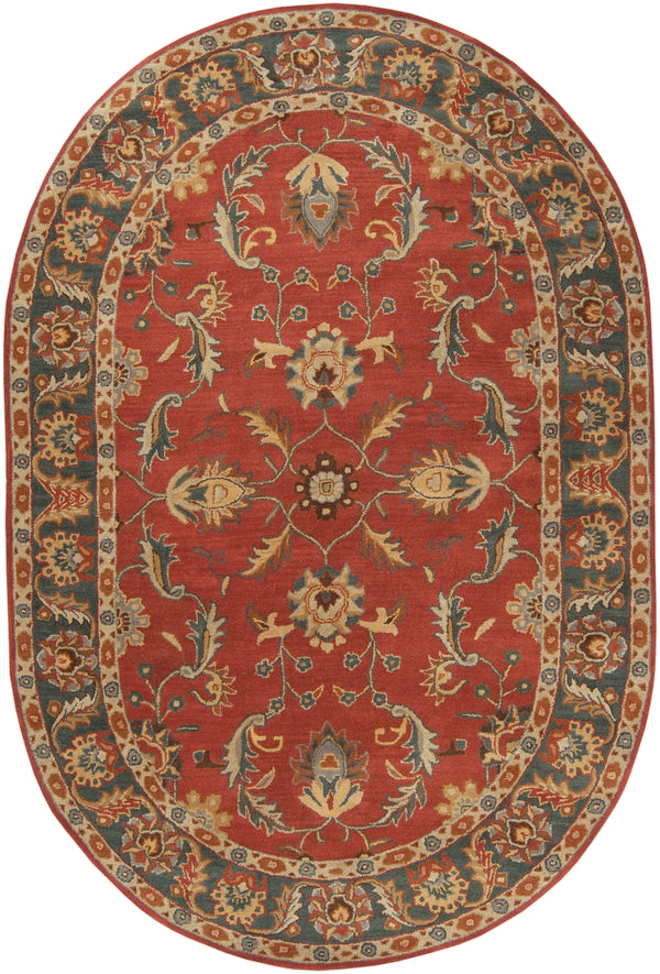 Caesar CAE-1007 Traditional Wool Rug CAE1007-69OV Rust, Charcoal, Mustard, Taupe, Dark Brown, Burnt Orange 100% Wool 6' x 9' Oval
