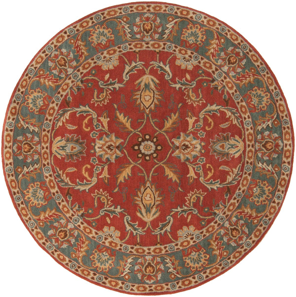 Caesar CAE-1007 Traditional Wool Rug CAE1007-99RD Rust, Charcoal, Mustard, Taupe, Dark Brown, Burnt Orange 100% Wool 9'9" Round