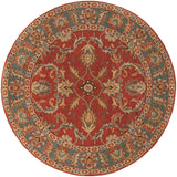 Caesar CAE-1007 Traditional Wool Rug CAE1007-99RD Rust, Charcoal, Mustard, Taupe, Dark Brown, Burnt Orange 100% Wool 9'9" Round