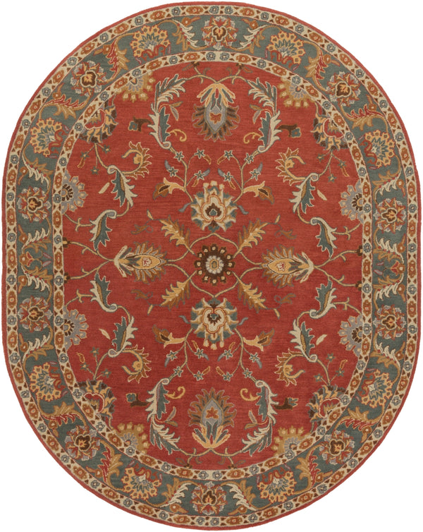 Caesar CAE-1007 Traditional Wool Rug CAE1007-810OV Rust, Charcoal, Mustard, Taupe, Dark Brown, Burnt Orange 100% Wool 8' x 10' Oval