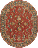 Caesar CAE-1007 Traditional Wool Rug CAE1007-810OV Rust, Charcoal, Mustard, Taupe, Dark Brown, Burnt Orange 100% Wool 8' x 10' Oval