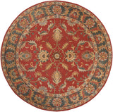 Caesar CAE-1007 Traditional Wool Rug CAE1007-8RD Rust, Charcoal, Mustard, Taupe, Dark Brown, Burnt Orange 100% Wool 8' Round