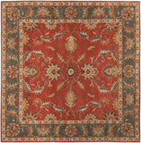 Caesar CAE-1007 Traditional Wool Rug CAE1007-99SQ Rust, Charcoal, Mustard, Taupe, Dark Brown, Burnt Orange 100% Wool 9'9" Square