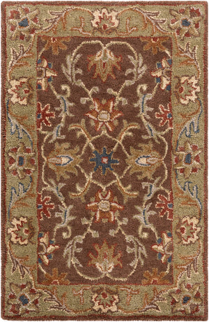 Caesar CAE-1009 Traditional Wool Rug CAE1009-912 Dark Brown, Camel, Burnt Orange, Khaki, Charcoal, Tan 100% Wool 9' x 12'