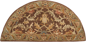 Caesar CAE-1009 Traditional Wool Rug CAE1009-24HM Dark Brown, Camel, Burnt Orange, Khaki, Charcoal, Tan 100% Wool 2' x 4' Hearth