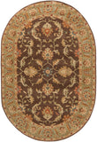 Caesar CAE-1009 Traditional Wool Rug CAE1009-69OV Dark Brown, Camel, Burnt Orange, Khaki, Charcoal, Tan 100% Wool 6' x 9' Oval
