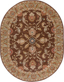 Caesar CAE-1009 Traditional Wool Rug CAE1009-810OV Dark Brown, Camel, Burnt Orange, Khaki, Charcoal, Tan 100% Wool 8' x 10' Oval