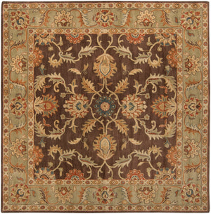 Caesar CAE-1009 Traditional Wool Rug CAE1009-99SQ Dark Brown, Camel, Burnt Orange, Khaki, Charcoal, Tan 100% Wool 9'9" Square