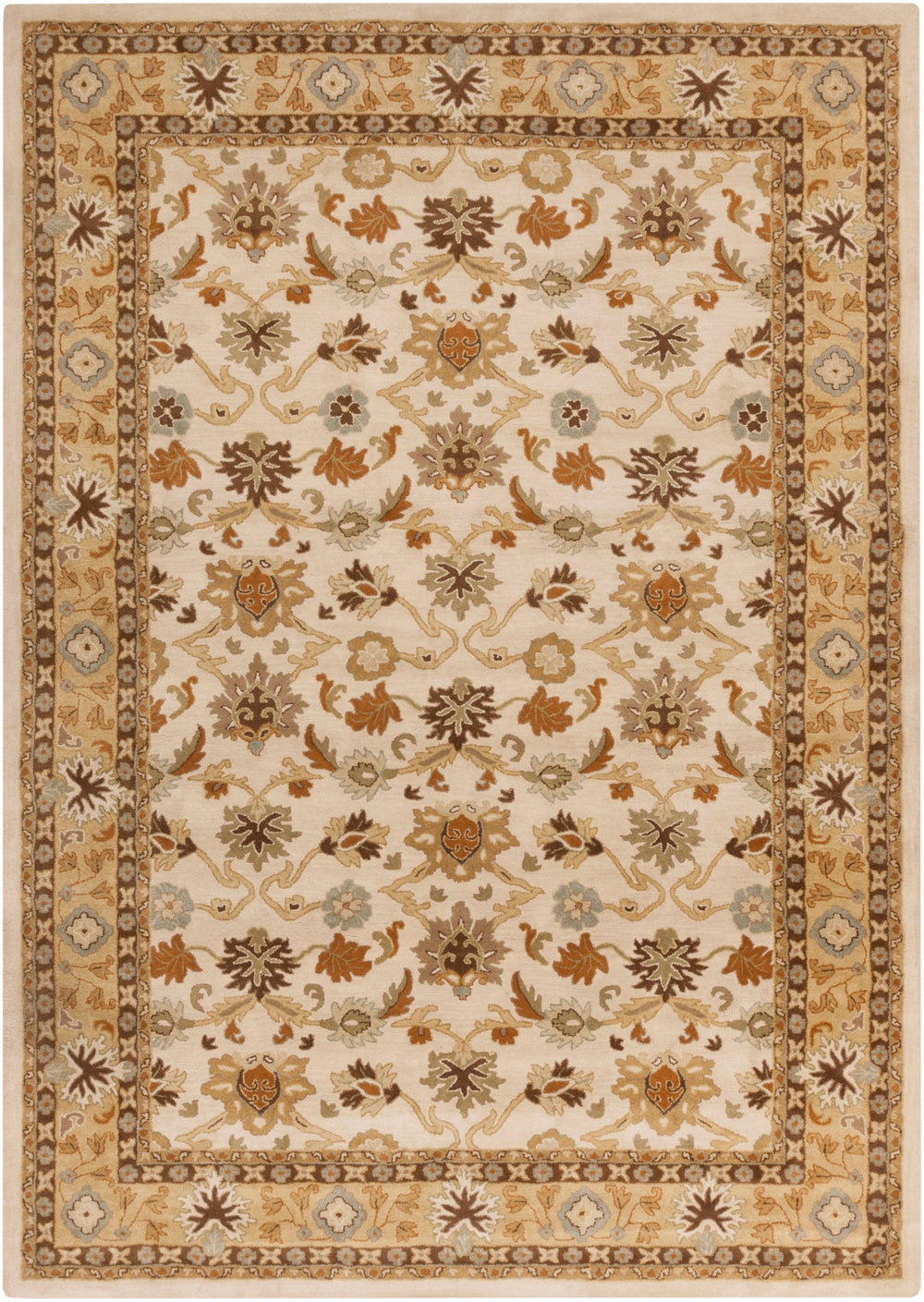 Caesar CAE-1010 Traditional Wool Rug CAE1010-912 Khaki, Tan, Dark Brown, Light Gray, Medium Gray, Burnt Orange, Olive, Camel, Taupe 100% Wool 9' x 12'