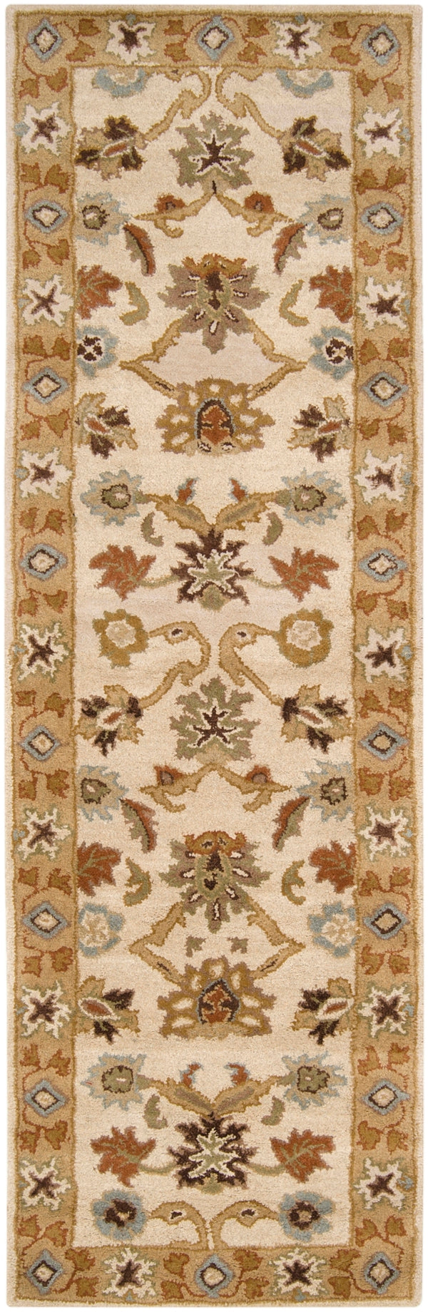 Caesar CAE-1010 Traditional Wool Rug CAE1010-268 Khaki, Tan, Dark Brown, Light Gray, Medium Gray, Burnt Orange, Olive, Camel, Taupe 100% Wool 2'6" x 8'