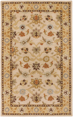 Caesar CAE-1010 Traditional Wool Rug CAE1010-58 Khaki, Tan, Dark Brown, Light Gray, Medium Gray, Burnt Orange, Olive, Camel, Taupe 100% Wool 5' x 8'