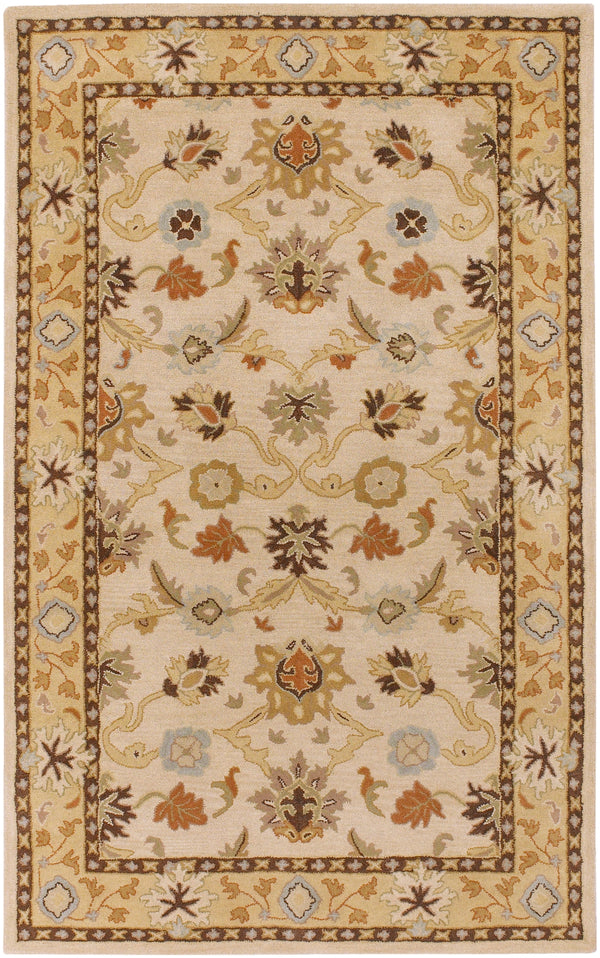 Caesar CAE-1010 Traditional Wool Rug CAE1010-58 Khaki, Tan, Dark Brown, Light Gray, Medium Gray, Burnt Orange, Olive, Camel, Taupe 100% Wool 5' x 8'