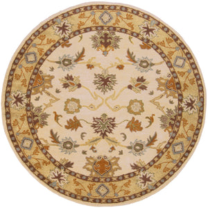 Caesar CAE-1010 Traditional Wool Rug CAE1010-99RD Khaki, Tan, Dark Brown, Light Gray, Medium Gray, Burnt Orange, Olive, Camel, Taupe 100% Wool 9'9" Round