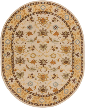 Caesar CAE-1010 Traditional Wool Rug CAE1010-810OV Khaki, Tan, Dark Brown, Light Gray, Medium Gray, Burnt Orange, Olive, Camel, Taupe 100% Wool 8' x 10' Oval