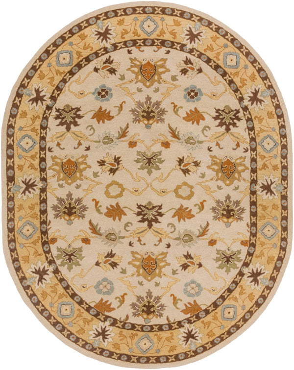 Caesar CAE-1010 Traditional Wool Rug CAE1010-810OV Khaki, Tan, Dark Brown, Light Gray, Medium Gray, Burnt Orange, Olive, Camel, Taupe 100% Wool 8' x 10' Oval