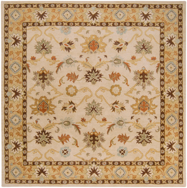 Caesar CAE-1010 Traditional Wool Rug CAE1010-99SQ Khaki, Tan, Dark Brown, Light Gray, Medium Gray, Burnt Orange, Olive, Camel, Taupe 100% Wool 9'9" Square