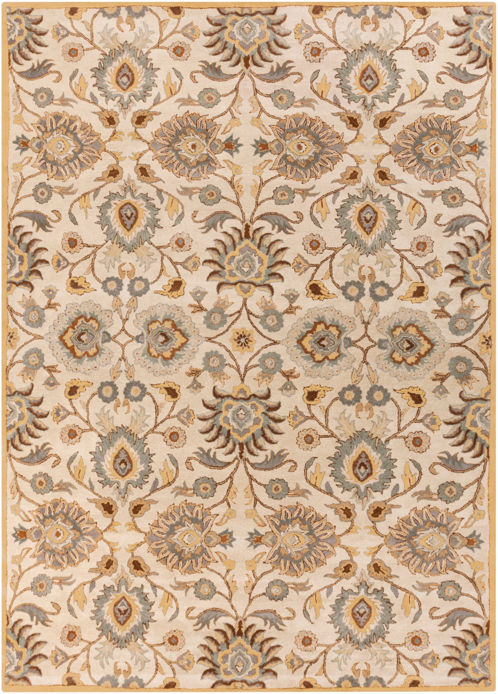 Caesar CAE-1012 Traditional Wool Rug CAE1012-912 Medium Gray, Beige, Camel, Dark Brown, Taupe, Charcoal 100% Wool 9' x 12'