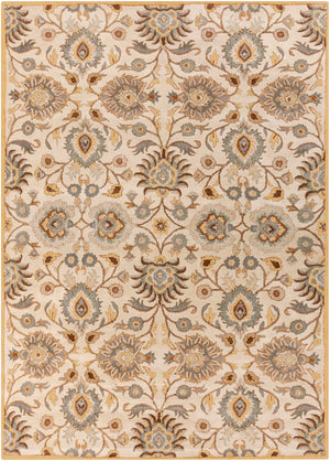 Caesar CAE-1012 Traditional Wool Rug CAE1012-912 Medium Gray, Beige, Camel, Dark Brown, Taupe, Charcoal 100% Wool 9' x 12'